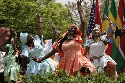 Members of the Kankouran West African Dance Company Perform in the Rose Garden