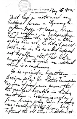 Longhand Note of President Harry S. Truman