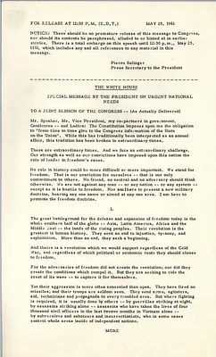 Special message to Congress on urgent national needs, 25 May 1961