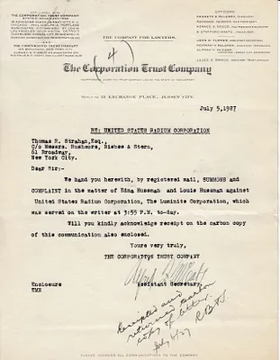 Letters Received to Thomas R. Strahan, July 5, 1927