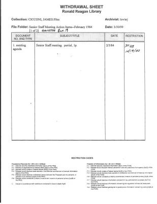 Senior Staff Meeting Action Items - February 1984 (1)