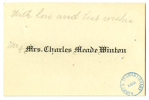 Wedding Gift Card from Mr. and Mrs. Charles M. Minton