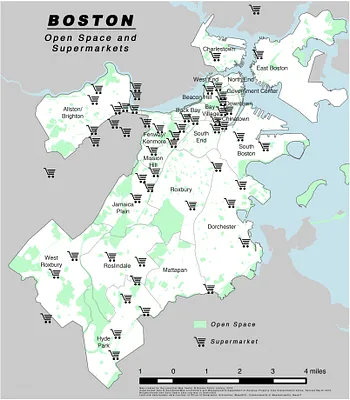 Boston open space and supermarkets