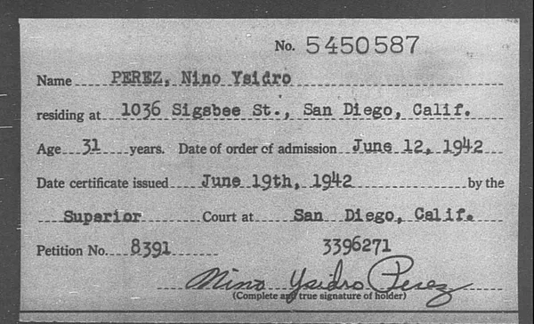 Perez, Nino Ysidro - 1942
