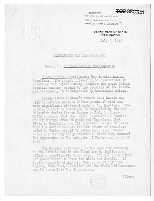 Memorandum from Acting Secretary of State Joseph Grew to President Harry S. Truman