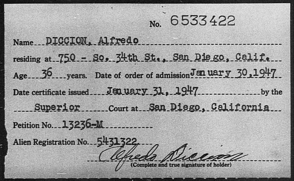 Diccion, Alfredo - 1947