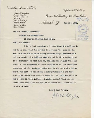 Letters Received to A. Roeder, May 16, 1925