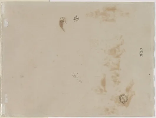 Sketch of a Man with Upraised Arm and Sketch of a Helmet (verso)