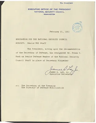 Memorandum from James S. Lay, Jr. to the National Security Council