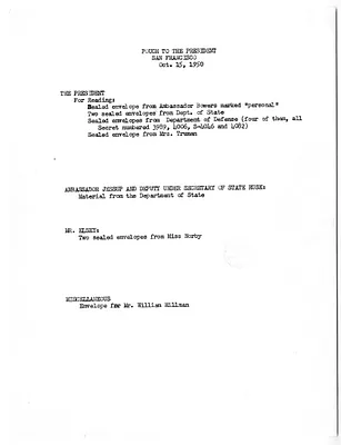 Memorandum, Pouch to the President, San Francisco