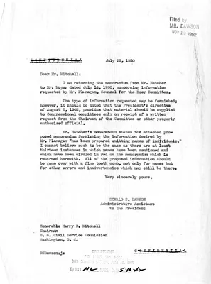 Letter from Donald S. Dawson to Harry B. Mitchell