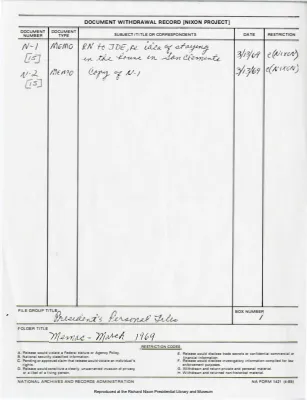 Memoranda from the President, 1969-74: Memos--March 1969