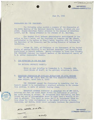 Memorandum for President Harry S. Truman
