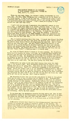 Press Release, Speech of President Harry S. Truman, South Norwalk, Connecticut