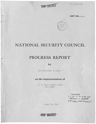 National Security Council Progress Report by the Department of State on the Implementation of United States Policy Toward China (NSC 34/2)