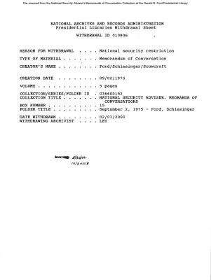 September 2, 1975 - Ford, Schlesinger