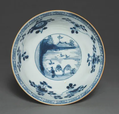 Bowl with Floral Sprays and Medallions with Figure in Landscape