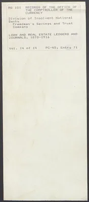 Loan and Real Estate Ledgers and Journals: Ledger Balances, 1872-1876