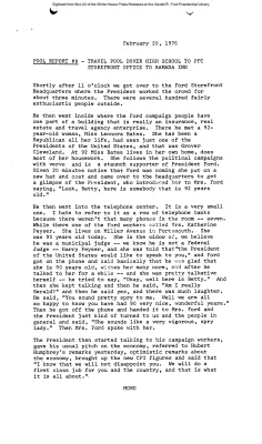 Pool Report #8, Travel Pool Dover High School to PFC Storefront Office to Ramada Inn
