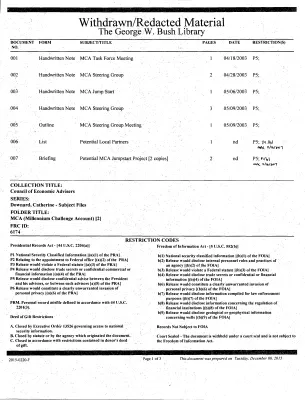 MCA (Millennium Challenge Account) [2]