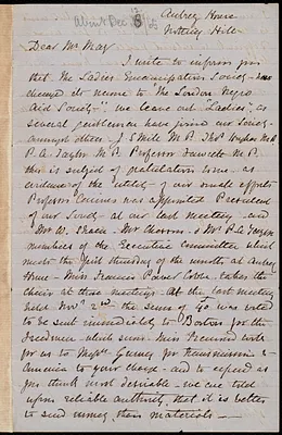 Letter from Mentia Taylor, London, to Samuel May, [Dec. 12, / 65?]