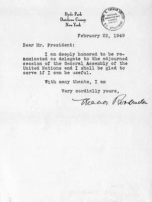 Letter from Eleanor Roosevelt to Harry S. Truman