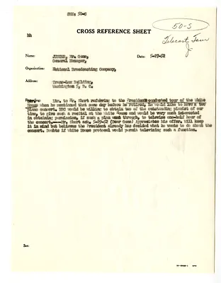 Cross Reference Memorandum