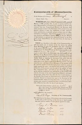 Warrants from the Governor to Select Representatives to Congress, 1833-1846