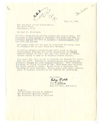 Letter from Erling Rohde to President Harry S. Truman
