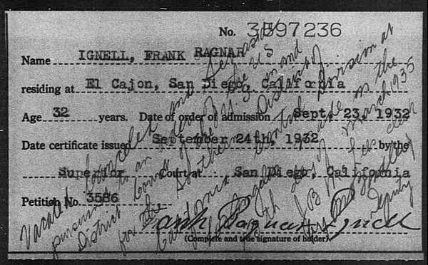Ignell, Frank Ragnar - 1932