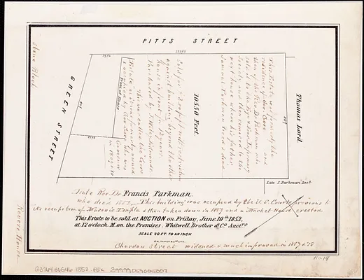 [Plan of the Gore Estate at the corner of Pitts and Green streets]