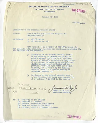 Memorandum from James S. Lay, Jr. to the National Security Council