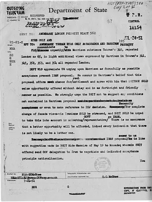 Telegram from Secretary of State Dean Acheson to the United States Embassy in Iran and Great Britain