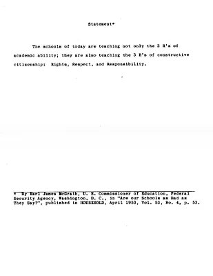 Statement by United States Commissioner of Education Earl James McGrath