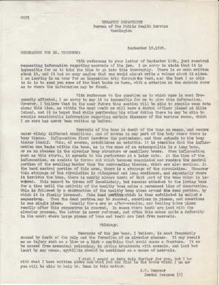 Memorandum to Dr. Thompson, September 19, 1925