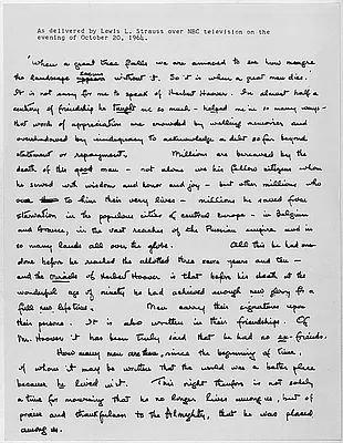 Eulogy of Herbert Hoover read over NBC-TV