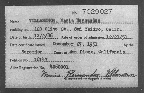 Villasenor, Maria Hernandez - 1951