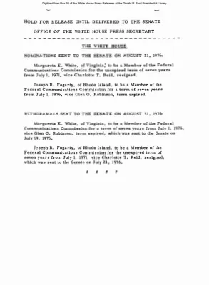 Nominations and Withdrawals sent to the Senate on August 31, 1976 [Position Appointments and Resignations]