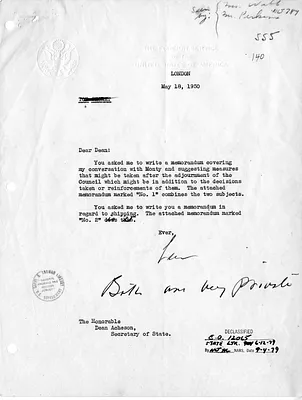 Letter from Ambassador Lewis Douglas to Secretary of State Dean Acheson, with Attachment