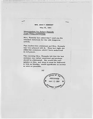 Mrs. John F. Kennedy's Draft for Life Magazine