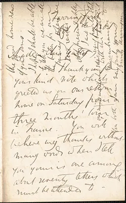 Emily Tennyson autograph letter signed to Mrs. Gatty, Farringford, [Isle of Wight], 1 October 1861