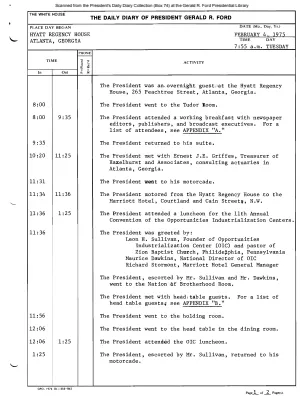 President Gerald R. Ford's Daily Diary, February 04, 1975