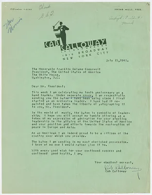 Letter, Pierre Cartier to Franklin Roosevelt
