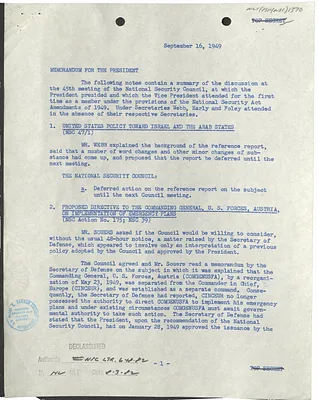 Memorandum for President Harry S. Truman