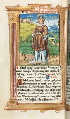 Printed Book of Hours (Use of Rome):  fol. 100v, St. Stephen