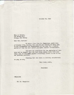 Letters Sent to A. Larice [Albina Larice], October 20, 1942