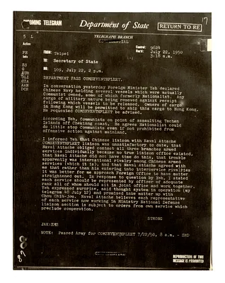 Telegram from Chargé D'affaires Robert Strong to Secretary of State Dean Acheson