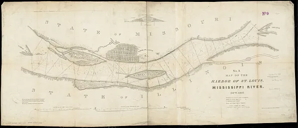 Map of the harbor of St. Louis, Mississippi River, Oct. 1837