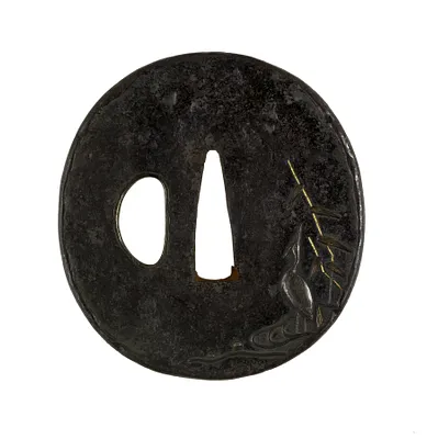 Tsuba with Heron and Reeds