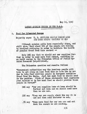 Memorandum from Acting Secretary of State Joseph Grew to President Harry S. Truman, Latest Opinion Trends in the United States